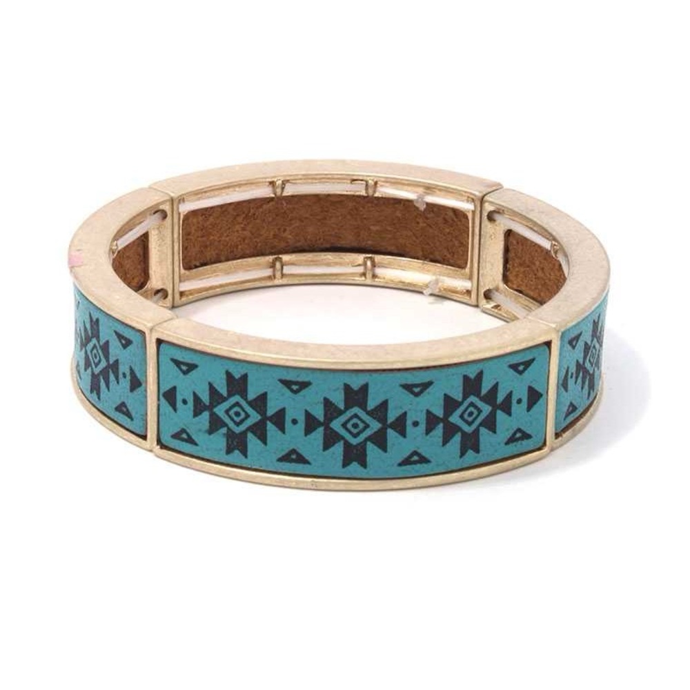 Aztec Pattern Metal Stretch Bracelet